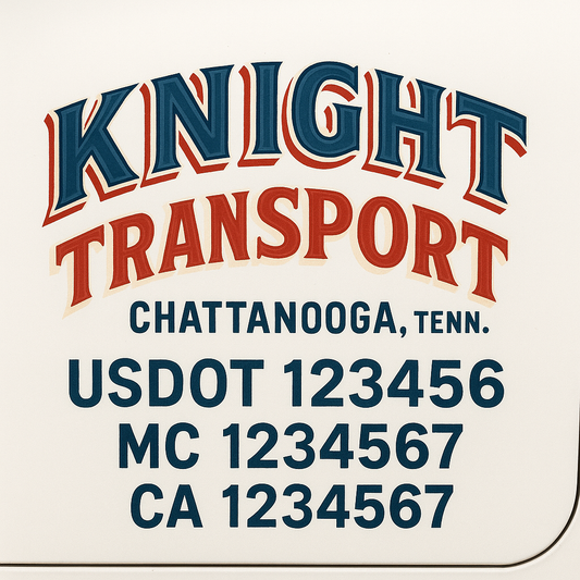 Custom Truck Door Decal Sticker Signs | Trucking or Business Name with City, USDOT, MC, CA Lettering Truck Signs