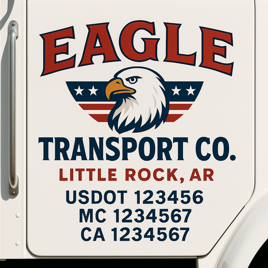 Custom Truck Door Decal Sticker Signs | Trucking or Business Name with City, USDOT, MC, CA Lettering Truck Signs