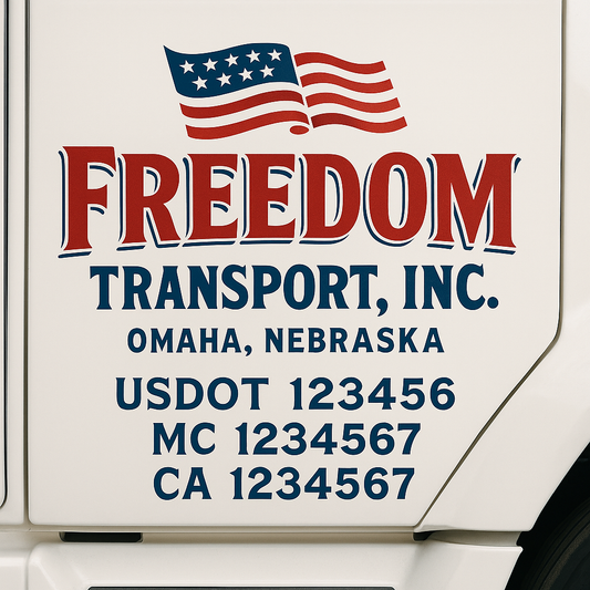 Custom Truck Door Decal Sticker Signs | Trucking or Business Name with City, USDOT, MC, CA Lettering Truck Signs
