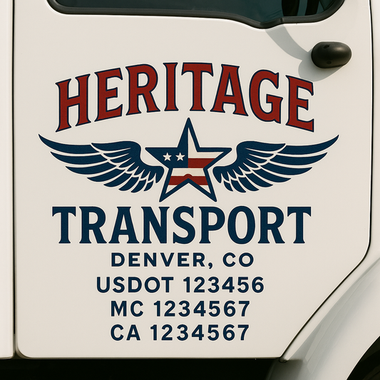 Custom Truck Door Decal Sticker Signs | Trucking or Business Name with City, USDOT, MC, CA Lettering Truck Signs