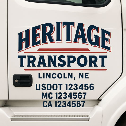 Custom Truck Door Decal Sticker Signs | Trucking or Business Name with City, USDOT, MC, CA Lettering Truck Signs