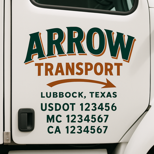 Custom Truck Door Decal Sticker Signs | Trucking or Business Name with City, USDOT, MC, CA Lettering Truck Signs