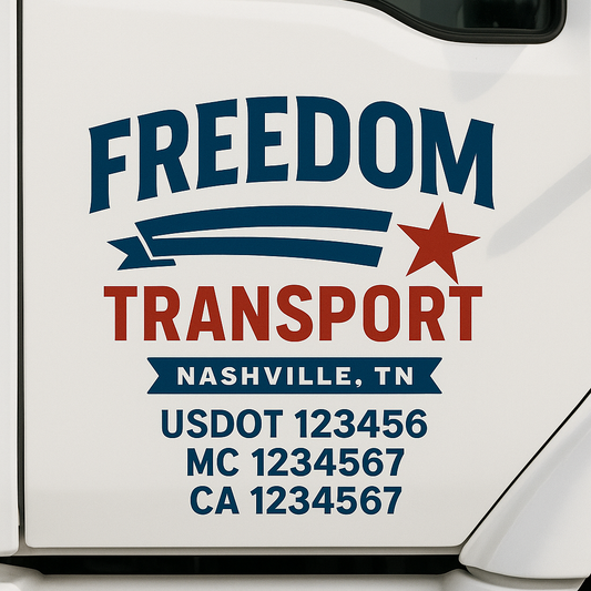Custom Truck Door Decal Sticker Signs | Trucking or Business Name with City, USDOT, MC, CA Lettering Truck Signs