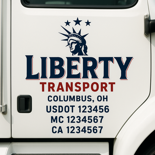 Custom Truck Door Decal Sticker Signs | Trucking or Business Name with City, USDOT, MC, CA Lettering Truck Signs
