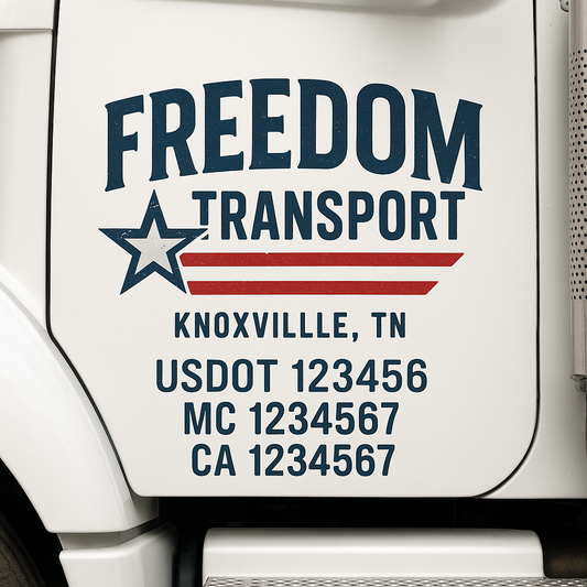 Custom Truck Door Decal Sticker Signs | Trucking or Business Name with City, USDOT, MC, CA Lettering Truck Signs
