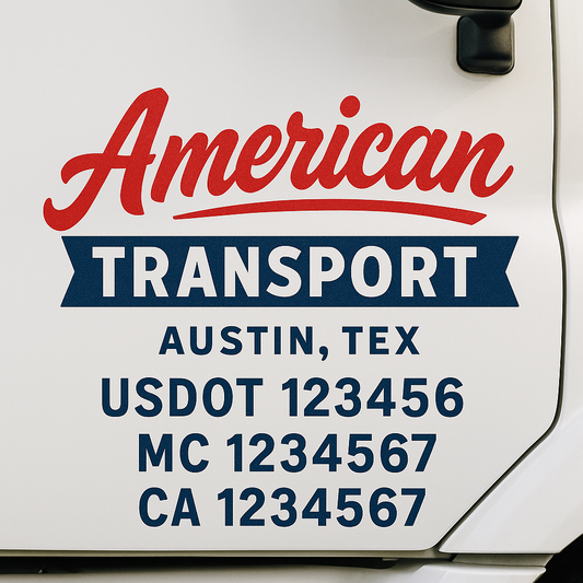 Custom Truck Door Decal Sticker Signs | Trucking or Business Name with City, USDOT, MC, CA Lettering Truck Signs