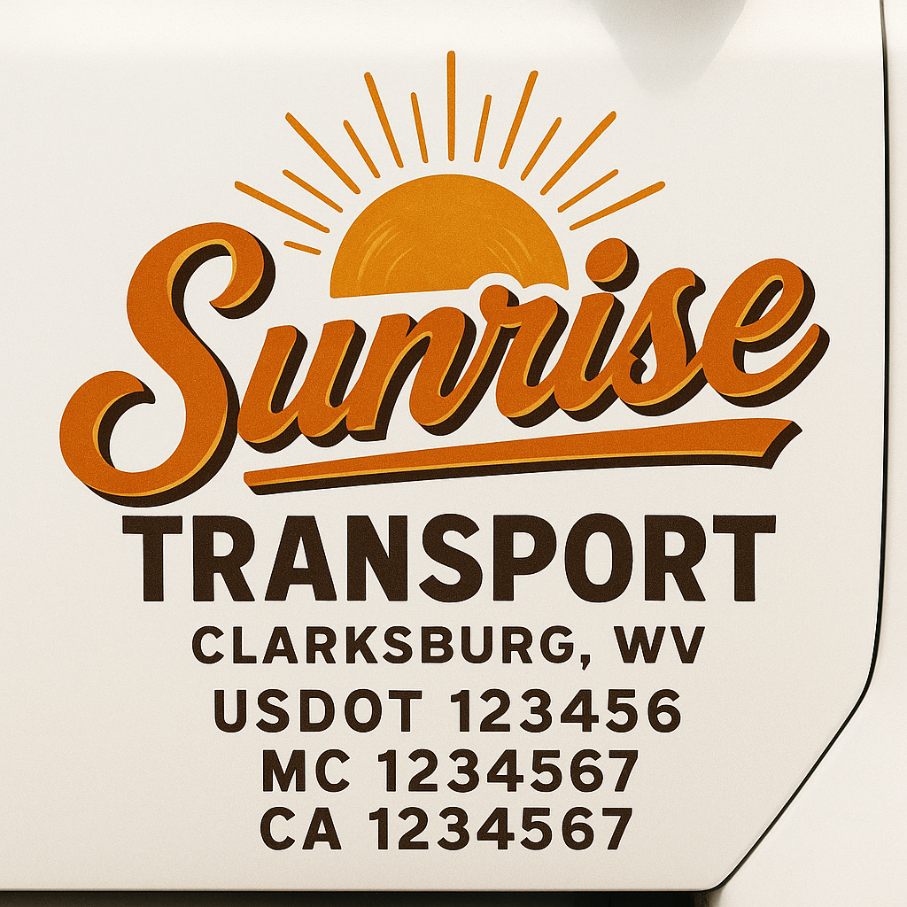 Custom Truck Door Decal Sticker Signs | Trucking or Business Name with City, USDOT, MC, CA Lettering Truck Signs
