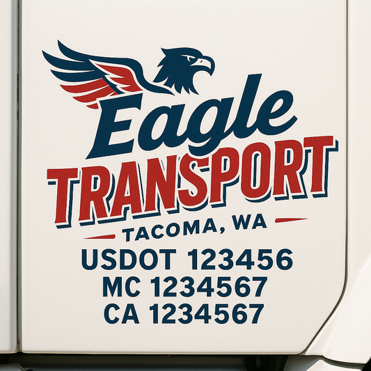 Custom Truck Door Decal Sticker Signs | Trucking or Business Name with City, USDOT, MC, CA Lettering Truck Signs