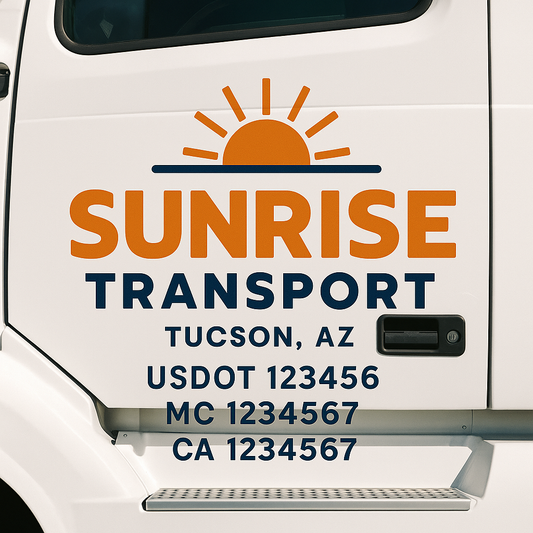 Custom Truck Door Decal Sticker Signs | Trucking or Business Name with City, USDOT, MC, CA Lettering Truck Signs