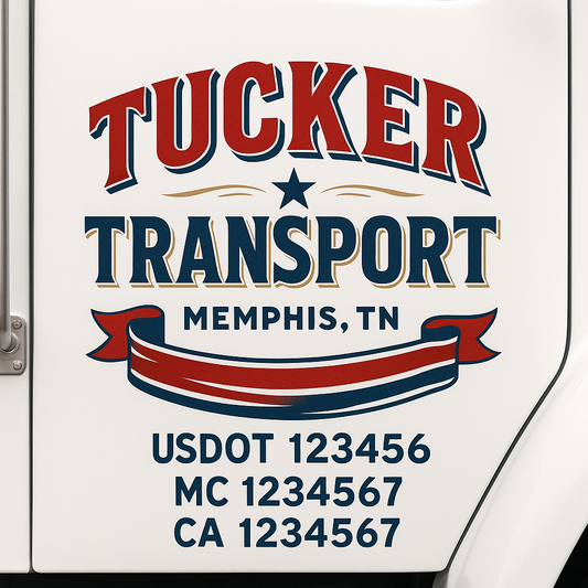 Custom Truck Door Decal Sticker Signs | Trucking or Business Name with City, USDOT, MC, CA Lettering Truck Signs