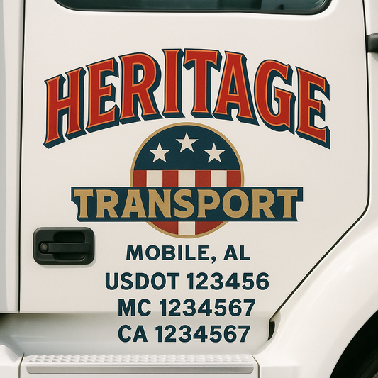 Custom Truck Door Decal Sticker Signs | Trucking or Business Name with City, USDOT, MC, CA Lettering Truck Signs
