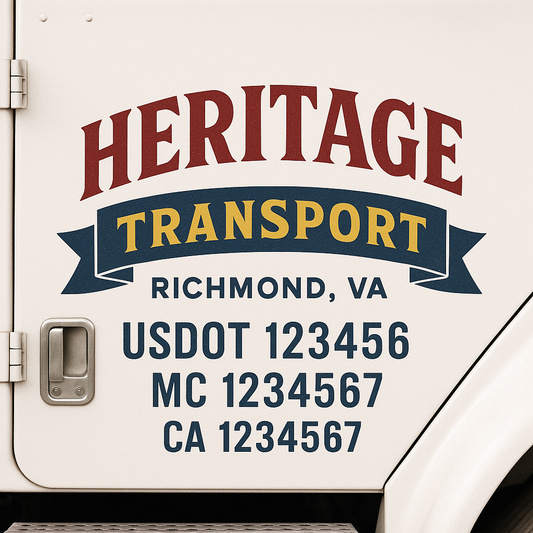 Custom Truck Door Decal Sticker Signs | Trucking or Business Name with City, USDOT, MC, CA Lettering Truck Signs