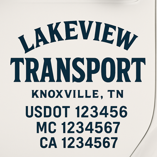Custom Truck Door Decal Sticker Signs | Trucking or Business Name with City, USDOT, MC, CA Lettering Truck Signs