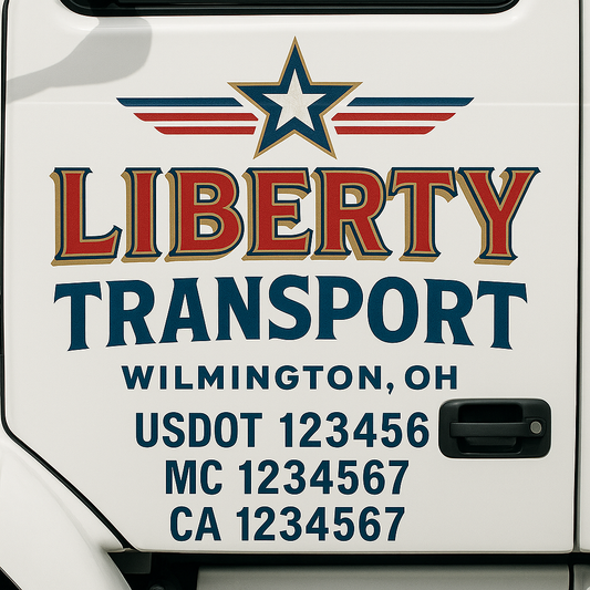 Custom Truck Door Decal Sticker Signs | Trucking or Business Name with City, USDOT, MC, CA Lettering Truck Signs