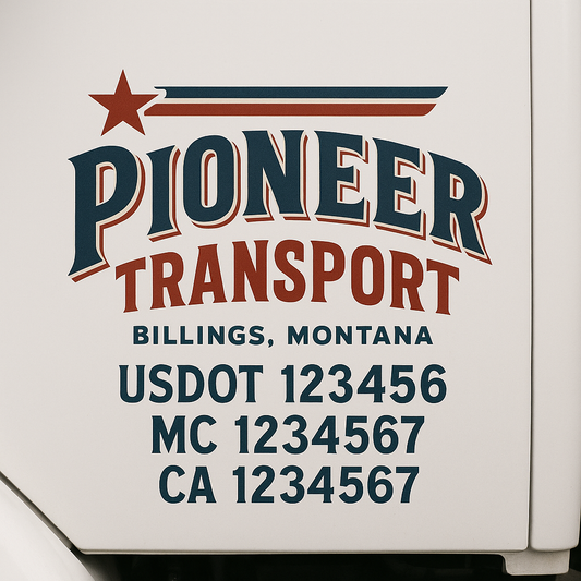 Custom Truck Door Decal Sticker Signs | Trucking or Business Name with City, USDOT, MC, CA Lettering Truck Signs