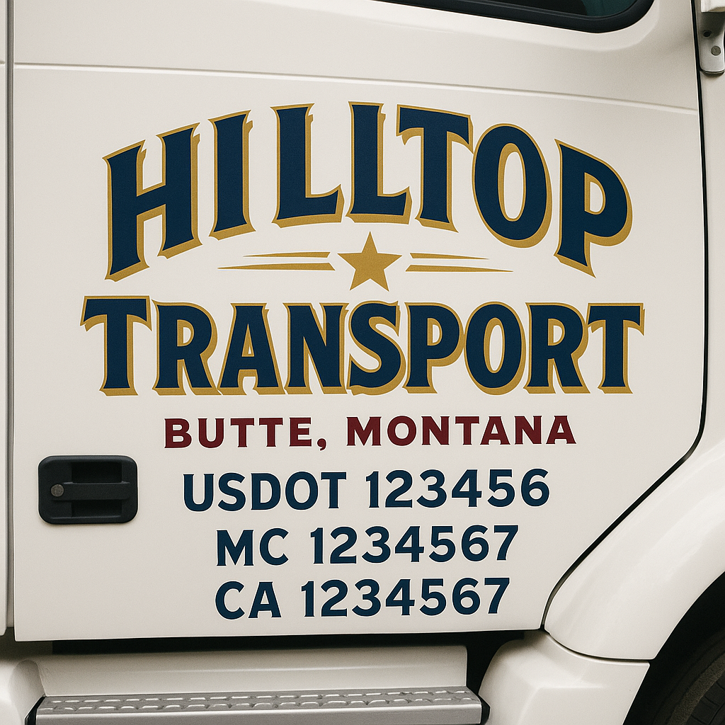 Custom Truck Door Decal Sticker Signs | Trucking or Business Name with City, USDOT, MC, CA Lettering Truck Signs