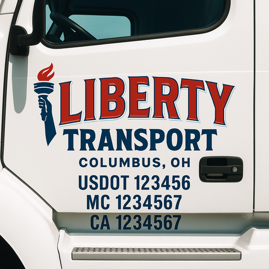 Custom Truck Door Decal Sticker Signs | Trucking or Business Name with City, USDOT, MC, CA Lettering Truck Signs