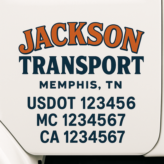 Custom Truck Door Decal Sticker Signs | Trucking or Business Name with City, USDOT, MC, CA Lettering Truck Signs
