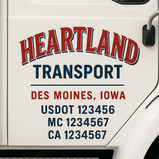 Custom Truck Door Decal Sticker Signs | Trucking or Business Name with City, USDOT, MC, CA Lettering Truck Signs