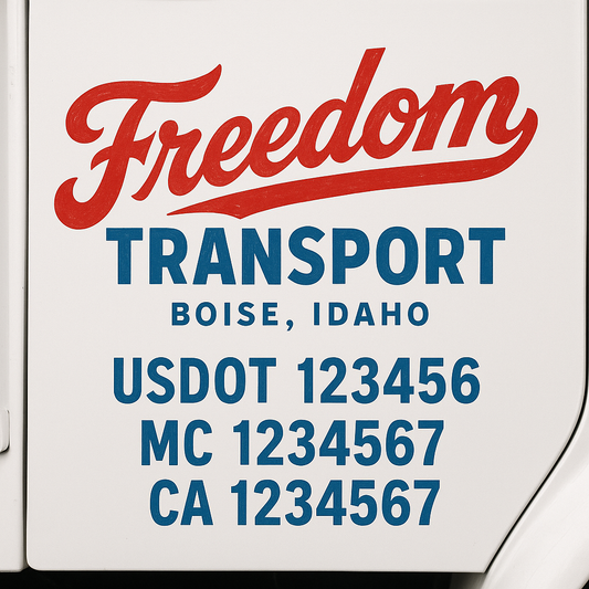 Custom Truck Door Decal Sticker Signs | Trucking or Business Name with City, USDOT, MC, CA Lettering Truck Signs