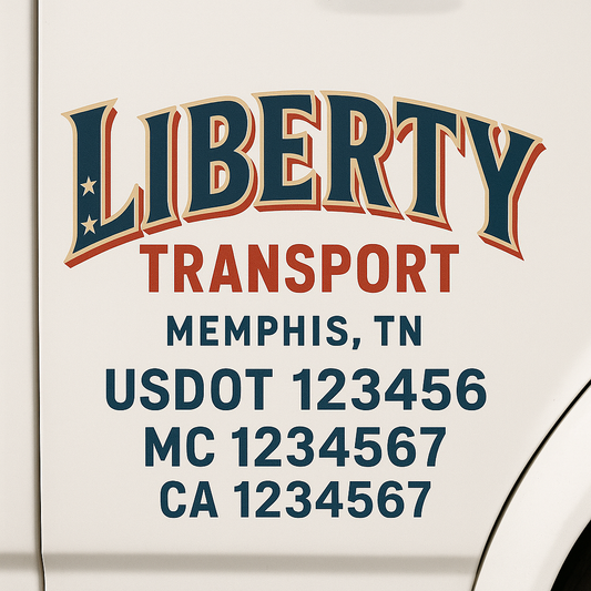 Custom Truck Door Decal Sticker Signs | Trucking or Business Name with City, USDOT, MC, CA Lettering Truck Signs