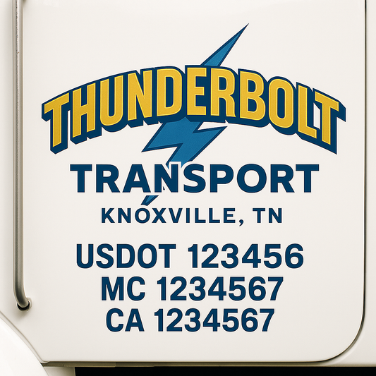 Custom Truck Door Decal Sticker Signs | Trucking or Business Name with City, USDOT, MC, CA Lettering Truck Signs