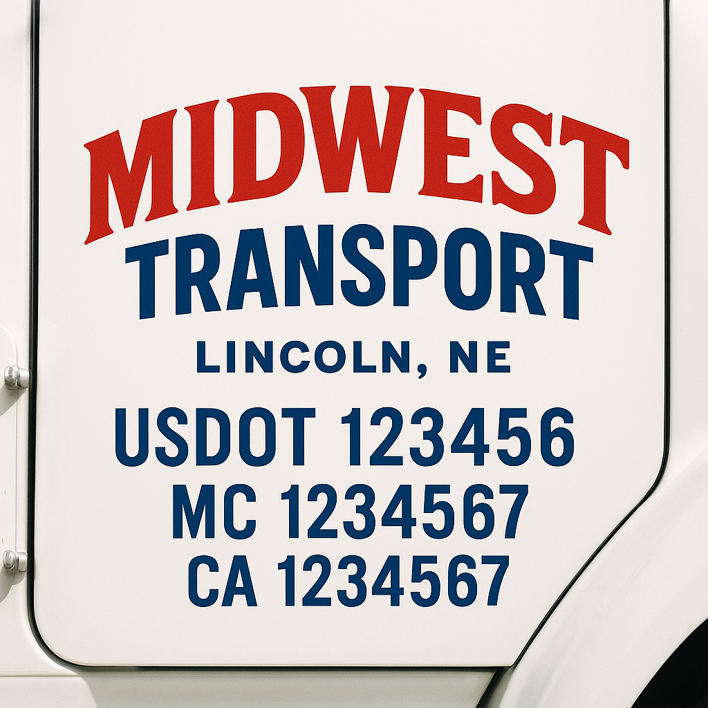 Custom Truck Door Decal Sticker Signs | Trucking or Business Name with City, USDOT, MC, CA Lettering Truck Signs