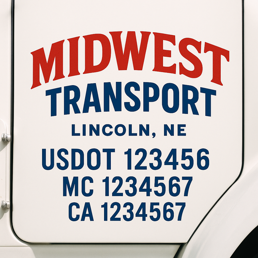 Custom Truck Door Decal Sticker Signs | Trucking or Business Name with City, USDOT, MC, CA Lettering Truck Signs