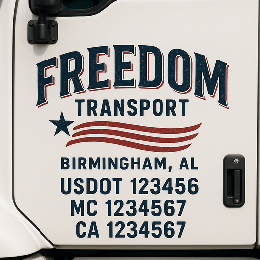 Custom Truck Door Decal Sticker Signs | Trucking or Business Name with City, USDOT, MC, CA Lettering Truck Signs