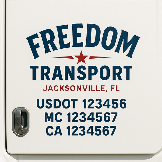 Custom Truck Door Decal Sticker Signs | Trucking or Business Name with City, USDOT, MC, CA Lettering Truck Signs