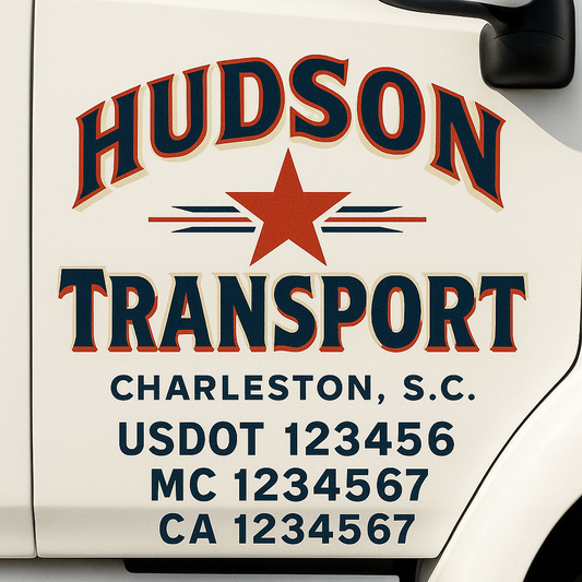 Custom Truck Door Decal Sticker Signs | Trucking or Business Name with City, USDOT, MC, CA Lettering Truck Signs