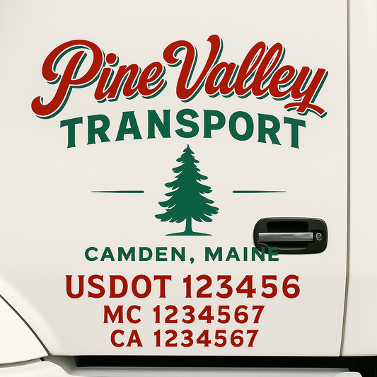 Custom Truck Door Decal Sticker Signs | Trucking or Business Name with City, USDOT, MC, CA Lettering Truck Signs