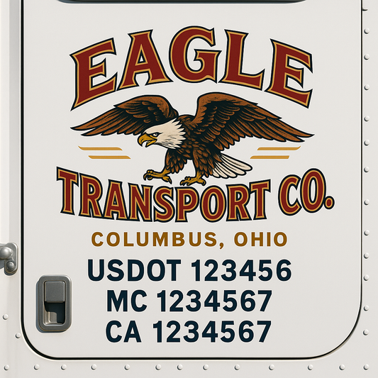 Custom Truck Door Decal Sticker Signs | Trucking or Business Name with City, USDOT, MC, CA Lettering Truck Signs