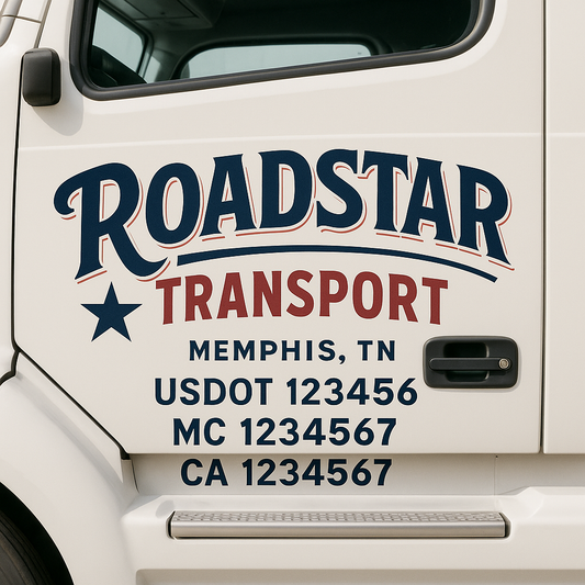 Custom Truck Door Decal Sticker Signs | Trucking or Business Name with City, USDOT, MC, CA Lettering Truck Signs