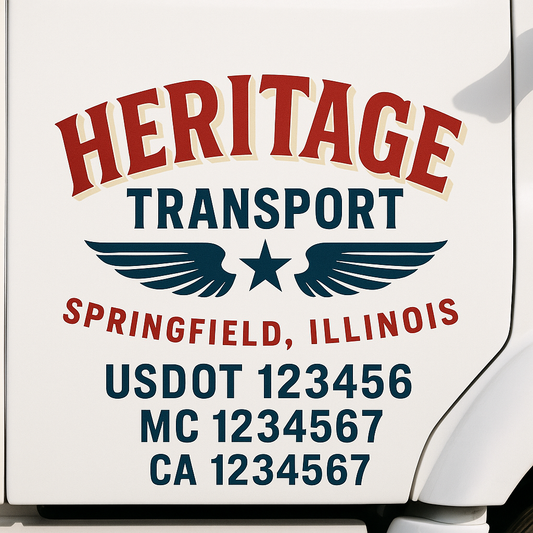 Custom Truck Door Decal Sticker Signs | Trucking or Business Name with City, USDOT, MC, CA Lettering Truck Signs