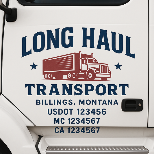 Custom Truck Door Decal Sticker Signs | Trucking or Business Name with City, USDOT, MC, CA Lettering Truck Signs