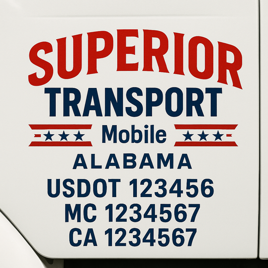 Custom Truck Door Decal Sticker Signs | Trucking or Business Name with City, USDOT, MC, CA Lettering Truck Signs