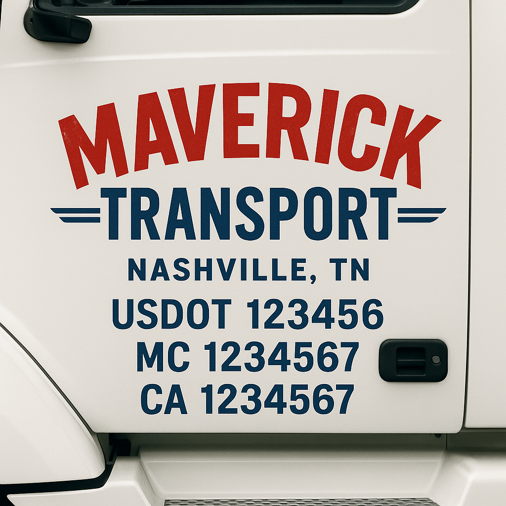 Custom Truck Door Decal Sticker Signs | Trucking or Business Name with City, USDOT, MC, CA Lettering Truck Signs
