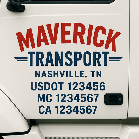 Custom Truck Door Decal Sticker Signs | Trucking or Business Name with City, USDOT, MC, CA Lettering Truck Signs