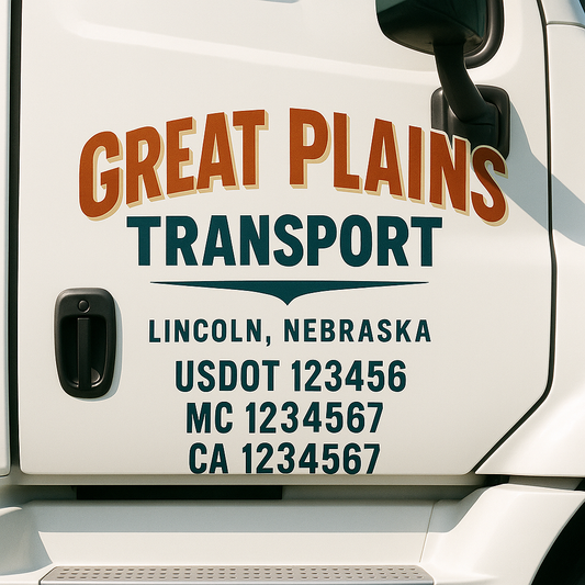 Custom Truck Door Decal Sticker Signs | Trucking or Business Name with City, USDOT, MC, CA Lettering Truck Signs