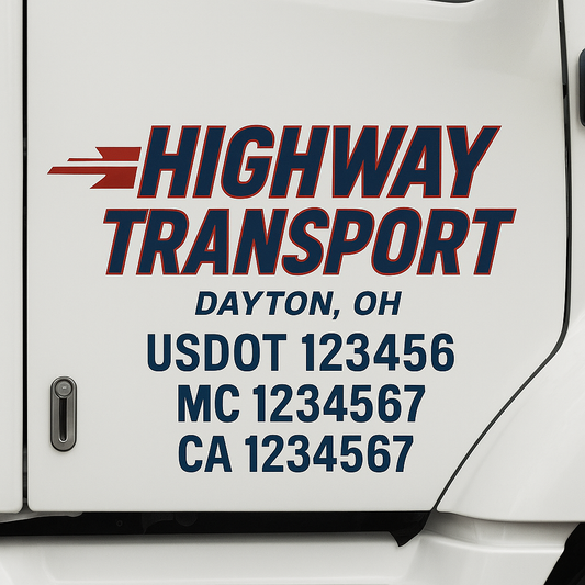 Custom Truck Door Decal Sticker Signs | Trucking or Business Name with City, USDOT, MC, CA Lettering Truck Signs