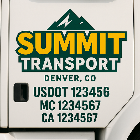 Custom Truck Door Decal Sticker Signs | Trucking or Business Name with City, USDOT, MC, CA Lettering Truck Signs