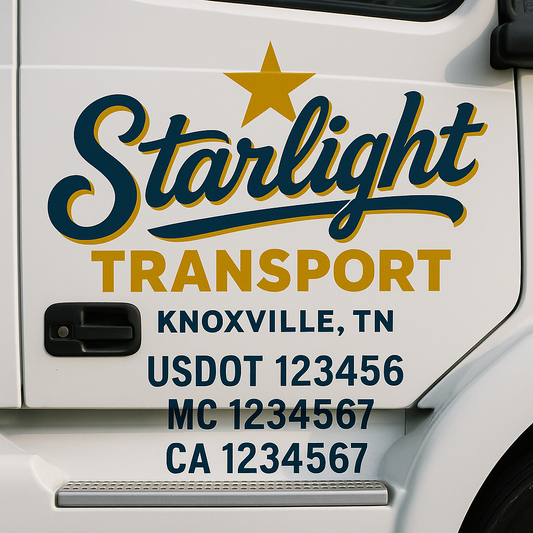 Custom Truck Door Decal Sticker Signs | Trucking or Business Name with City, USDOT, MC, CA Lettering Truck Signs