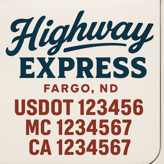 Custom Truck Door Decal Sticker Signs | Trucking or Business Name with City, USDOT, MC, CA Lettering Truck Signs