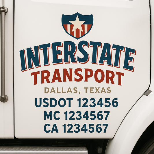 Custom Truck Door Decal Sticker Signs | Trucking or Business Name with City, USDOT, MC, CA Lettering Truck Signs