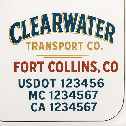 Custom Truck Door Decal Sticker Signs | Trucking or Business Name with City, USDOT, MC, CA Lettering Truck Signs