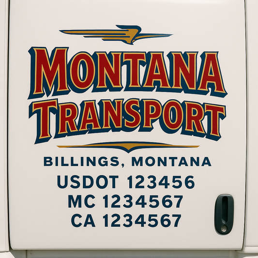 Custom Truck Door Decal Sticker Signs | Trucking or Business Name with City, USDOT, MC, CA Lettering Truck Signs