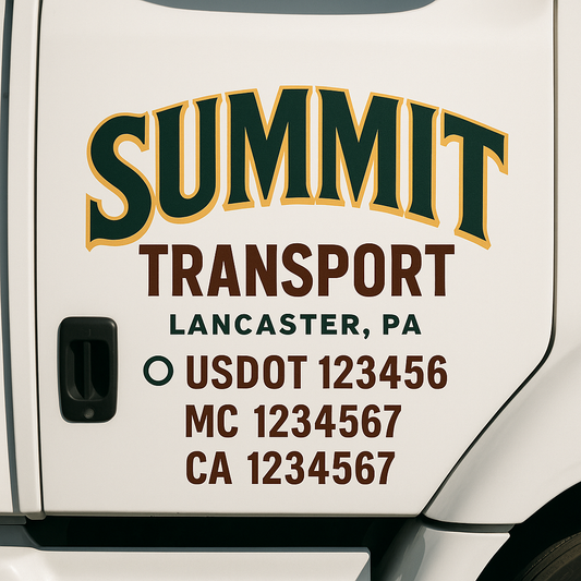 Custom Truck Door Decal Sticker Signs | Trucking or Business Name with City, USDOT, MC, CA Lettering Truck Signs