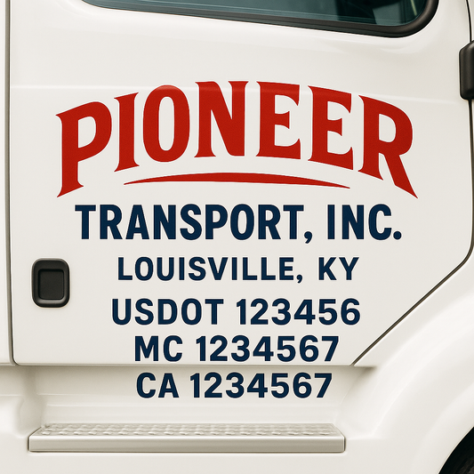 Custom Truck Door Decal Sticker Signs | Trucking or Business Name with City, USDOT, MC, CA Lettering Truck Signs