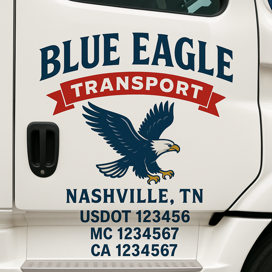 Custom Truck Door Decal Sticker Signs | Trucking or Business Name with City, USDOT, MC, CA Lettering Truck Signs